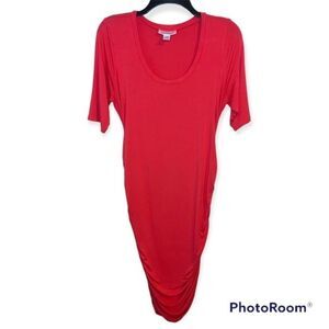 Motherhood Maternity Pink 3/4 Sleeve Fitted Dress Size Medium